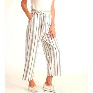MARINE LAYER Franki Wide Leg Relaxed Pant Pinstripe Linen Lounge